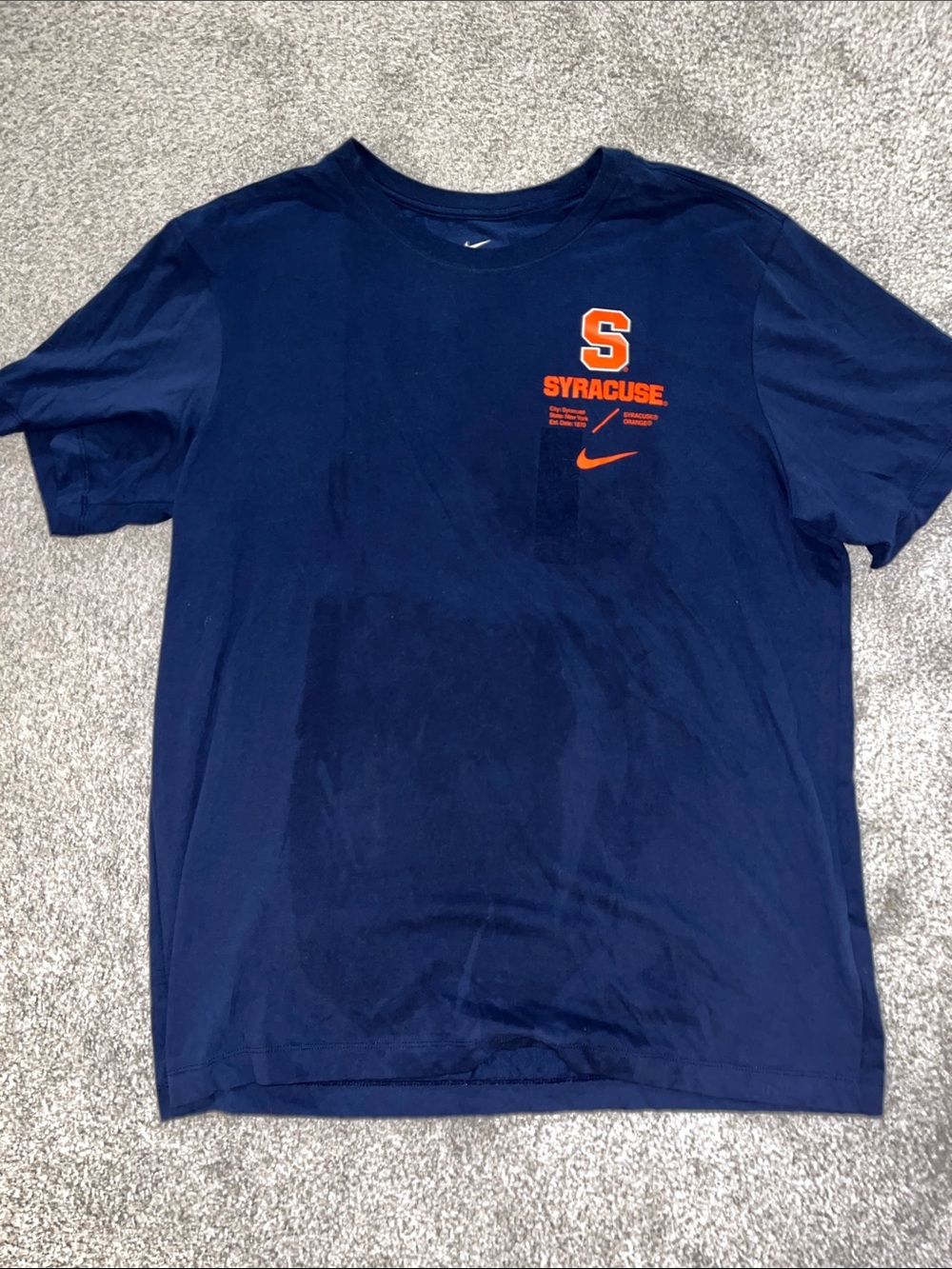 Nike Blue Syracuse Orange Cuse SS Basketball Mens Cotton T Shirt -XL soft mens